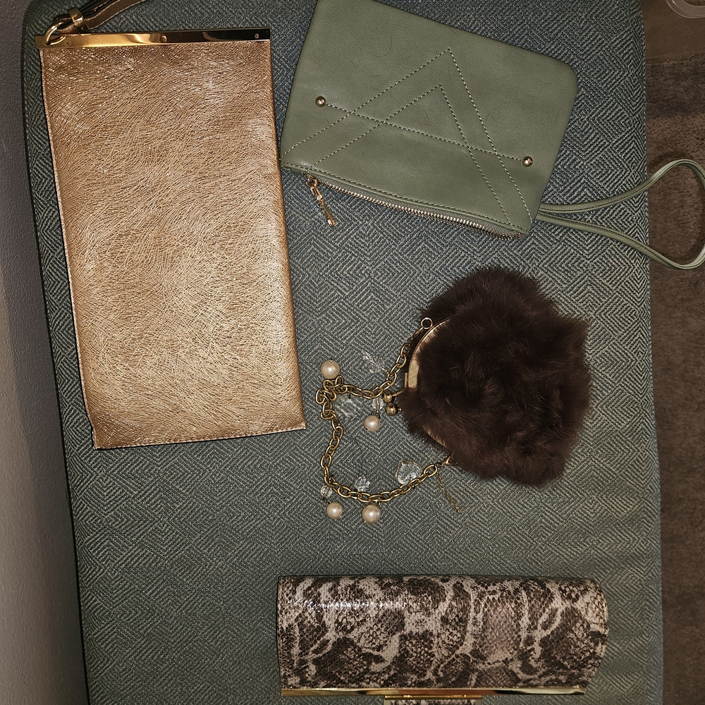 Chic Gold Clutch with Metallic Finish - All Four Purses Are Sold Together!